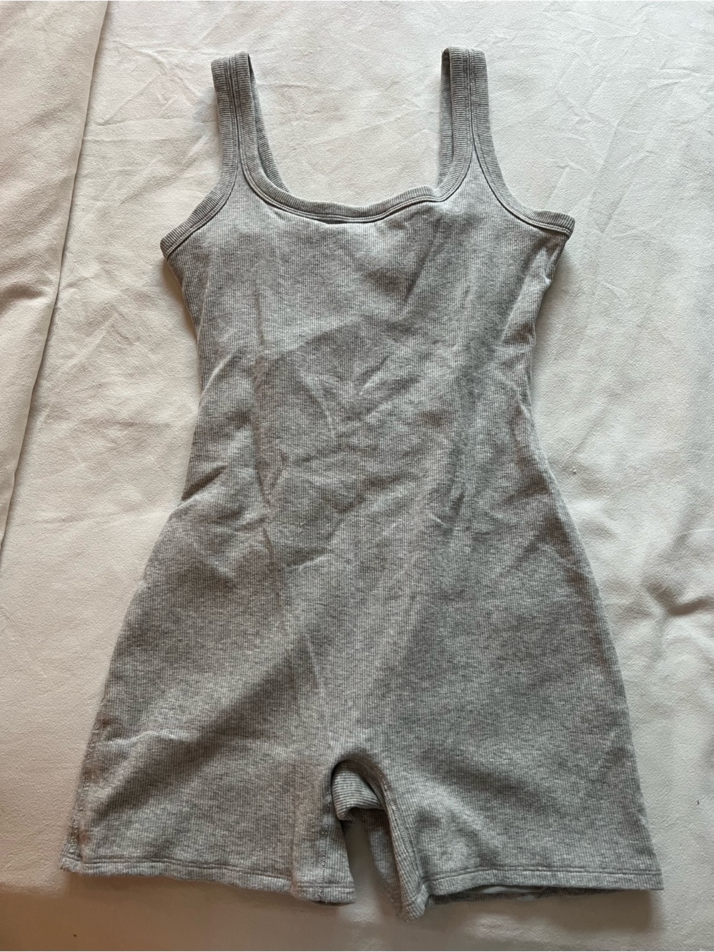 Gray Ribbed Tank Romper
